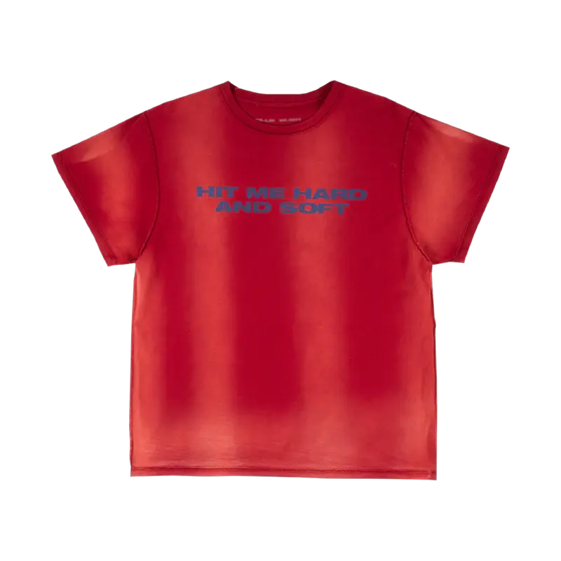 Billie x Iris Alonzo Hit Me Hard And Soft Upcycled Red Tee Billie Eilish Merch