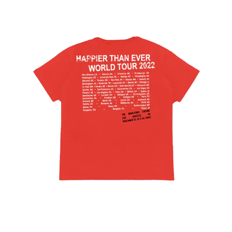 Homecoming Stamped Red Tour T-Shirt Billie Eilish Merch